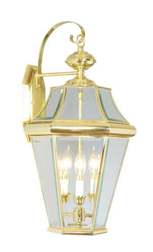 Georgetown 3 Light 24 inch Polished Brass Outdoor Wall Lantern