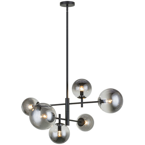 Averley 6 Light 27.5 inch Black Chandelier Ceiling Light in Black and Smoke