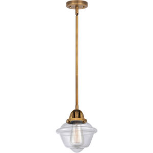 Nouveau 2 Small Oxford 1 Light 8 inch Brushed Brass Mini Pendant Ceiling Light in Clear Glass