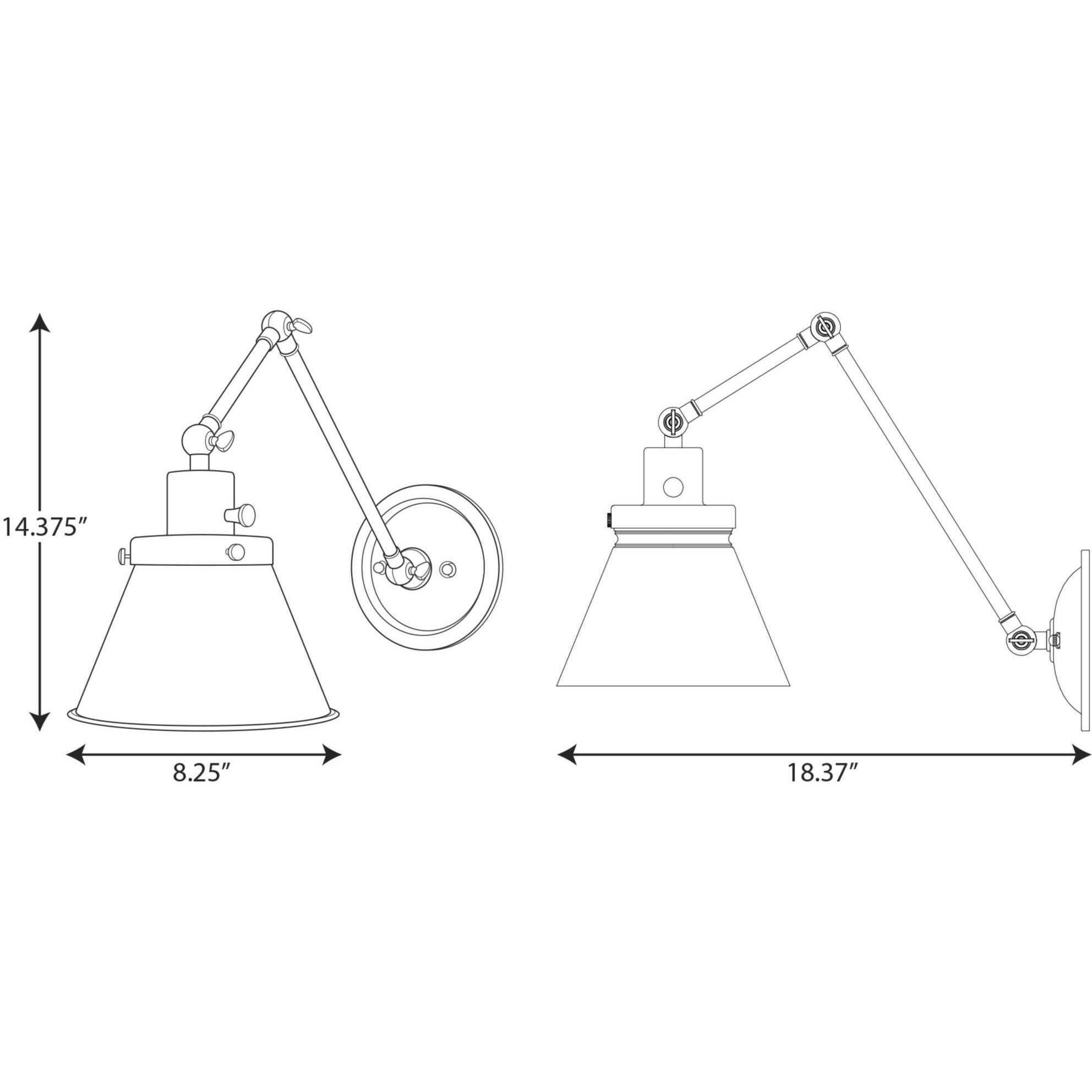 Hinton 18 inch 60.00 watt Vintage Brass Swing Arm Wall Light