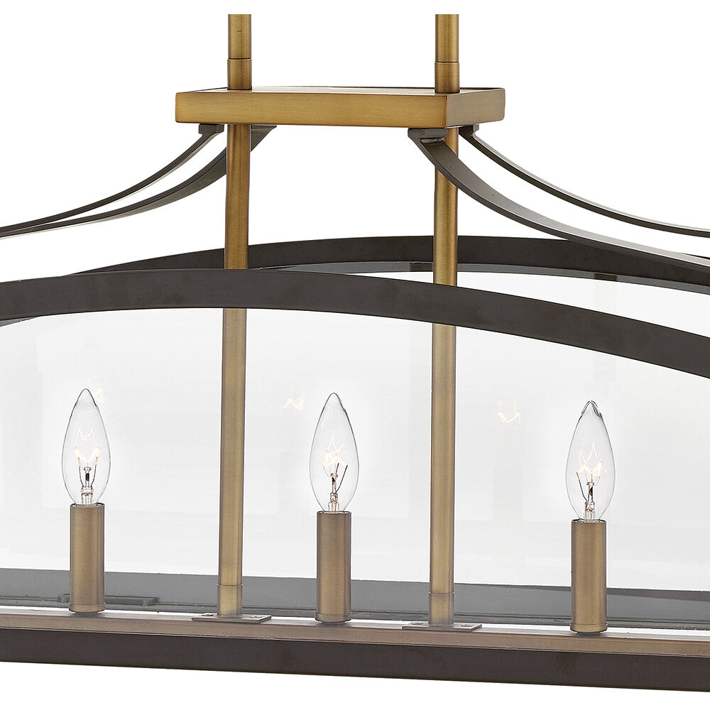 Clarendon 5 Light 36 inch Bronze with Heirloom Brass Indoor Linear Chandelier Ceiling Light