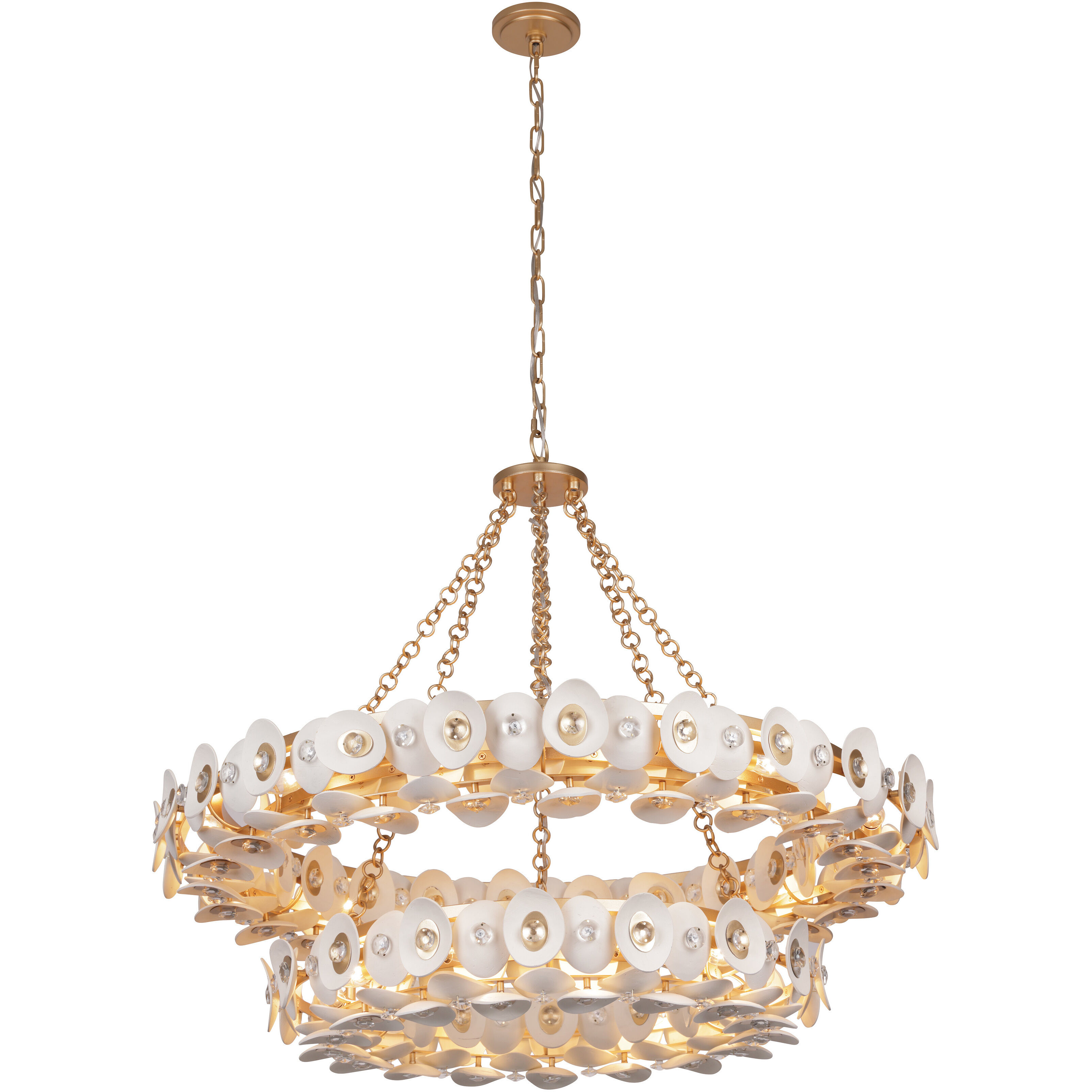 Niu 22 Light 39 inch Coconut Shell Gold / Coconut Shell White Chandelier Ceiling Light