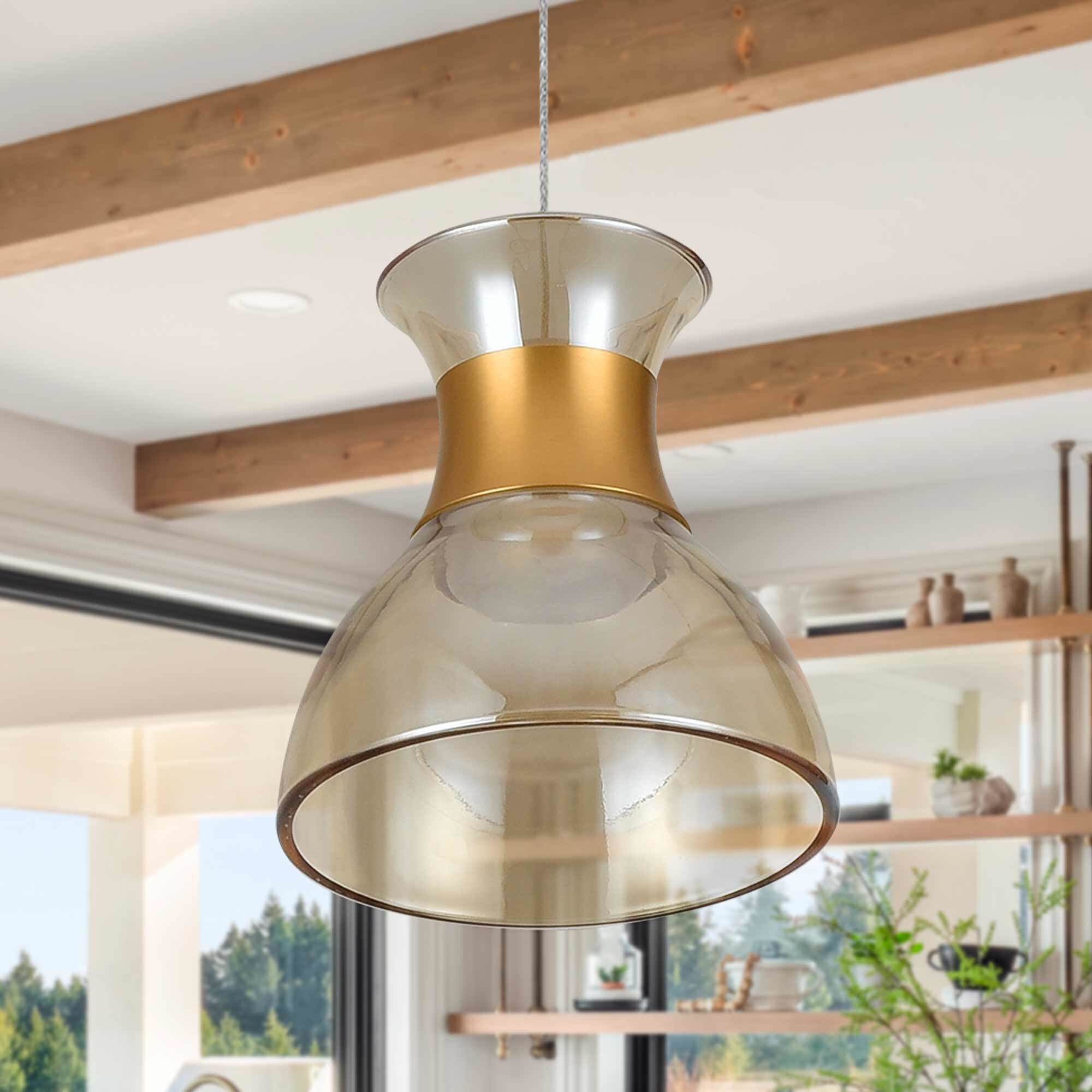 Palermo Series 6.75 inch Black/Gold Pendant Ceiling Light, Artisan Collection