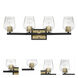 Avante Grand 4 Light 28 inch Flat Black and Satin Brass Vanity Light Wall Light