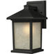 Holbrook 1 Light 14 inch Black Outdoor Wall Light in White Seedy Glass