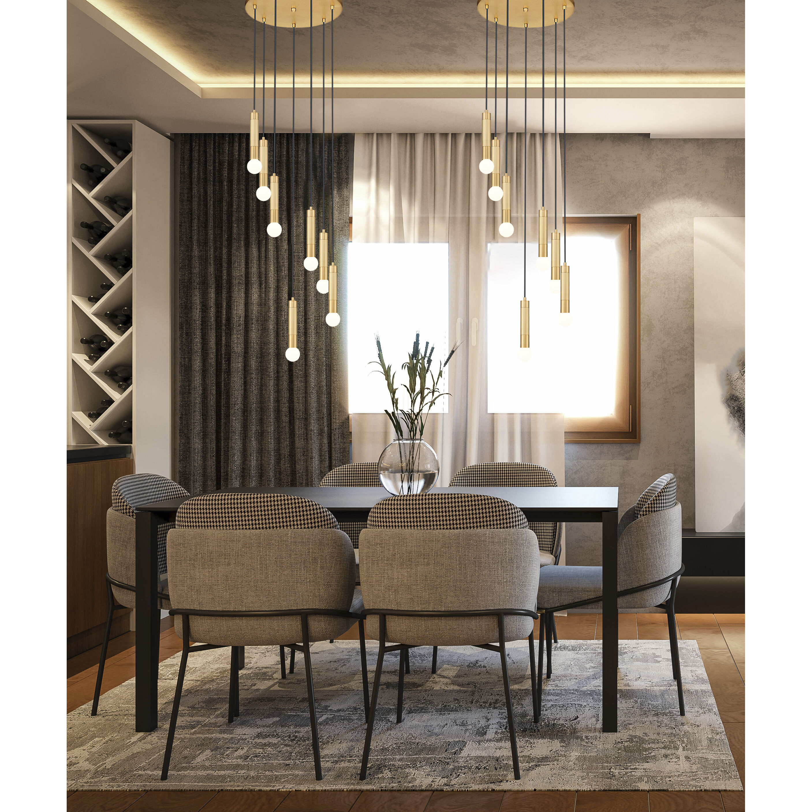 Stari 5 Light 12 inch Modern Gold Chandelier Ceiling Light