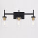 Warren LED 22 inch Matte Black and Brushed Brass Bathroom Light Wall Light in 3