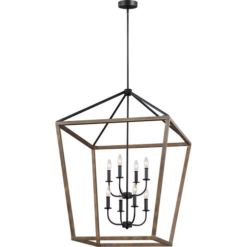 Sean Lavin Gannet 8 Light 26 inch Weathered Oak Wood / Antique Forged Iron Chandelier Ceiling Light