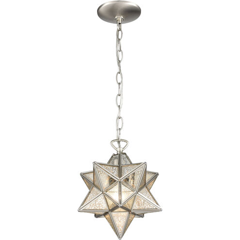 Moravian Star 1 Light 9 inch Antique Nickel Mini Pendant Ceiling Light, H-Bar