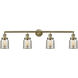Franklin Restoration Small Bell 4 Light 43 inch Antique Brass Bath Vanity Light Wall Light in Incandescent, Silver Plated Mercury Glass, Franklin Restoration