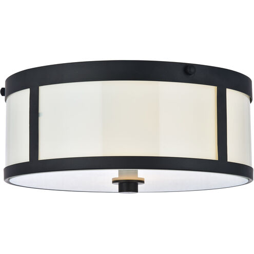 Hadrian 2 Light 12 inch Flat Black and White Flush Mount Ceiling Light