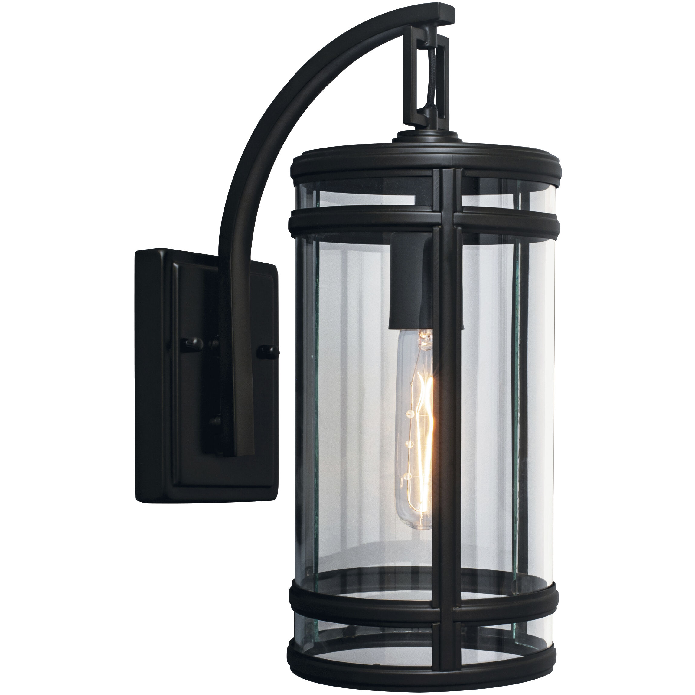 New Yorker 1 Light 14 inch Acid Dipped Black with Clear Outdoor Wall Sconce