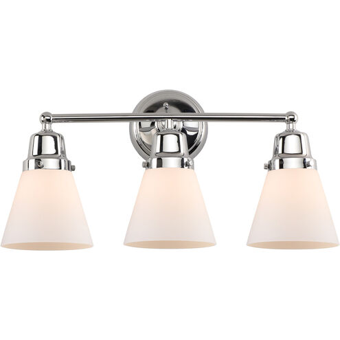 Aditi Small Cone 3 Light 22.25 inch Polished Chrome Bath Vanity Light Wall Light, Aditi