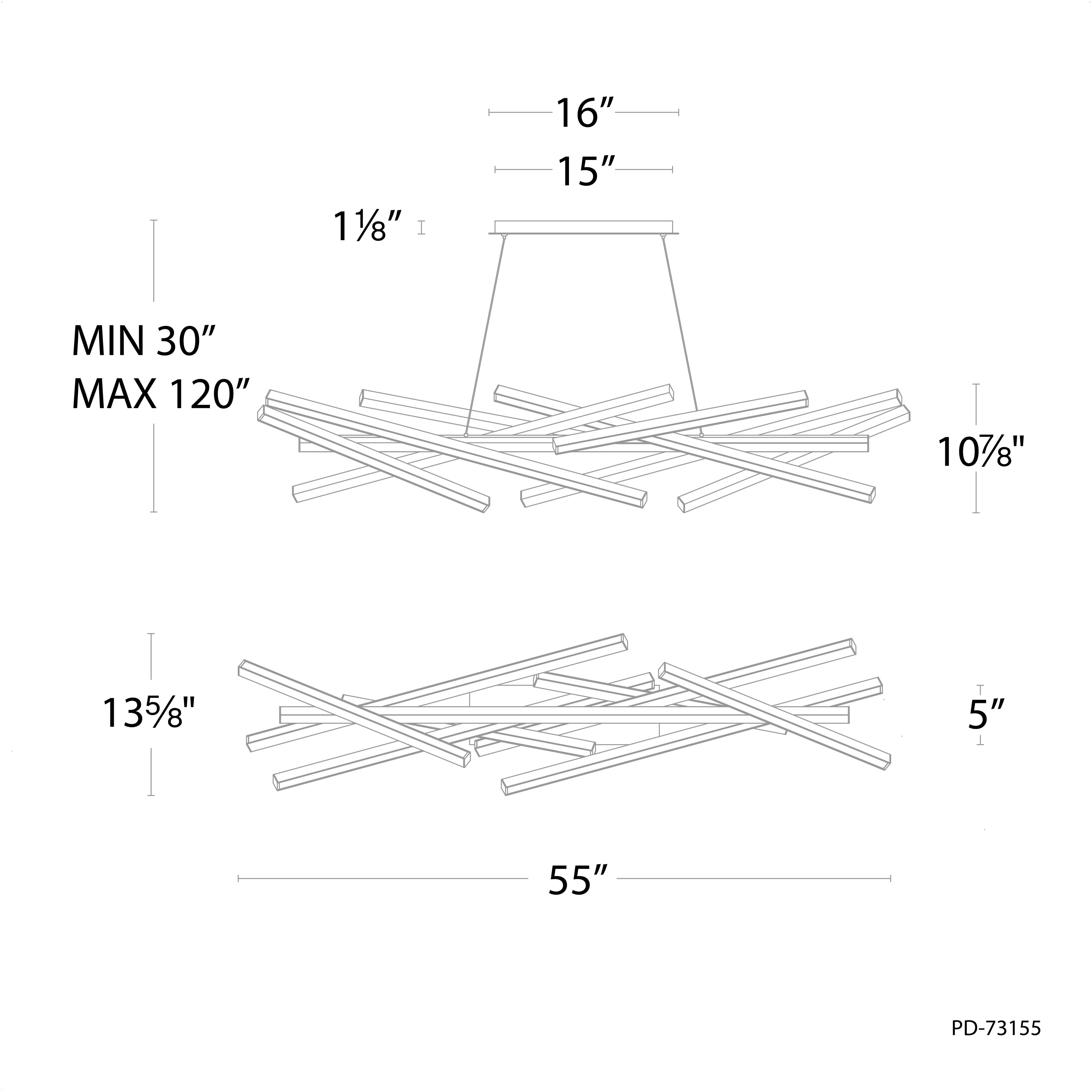Parallax Linear Pendant Ceiling Light in Aged Brass, dweLED