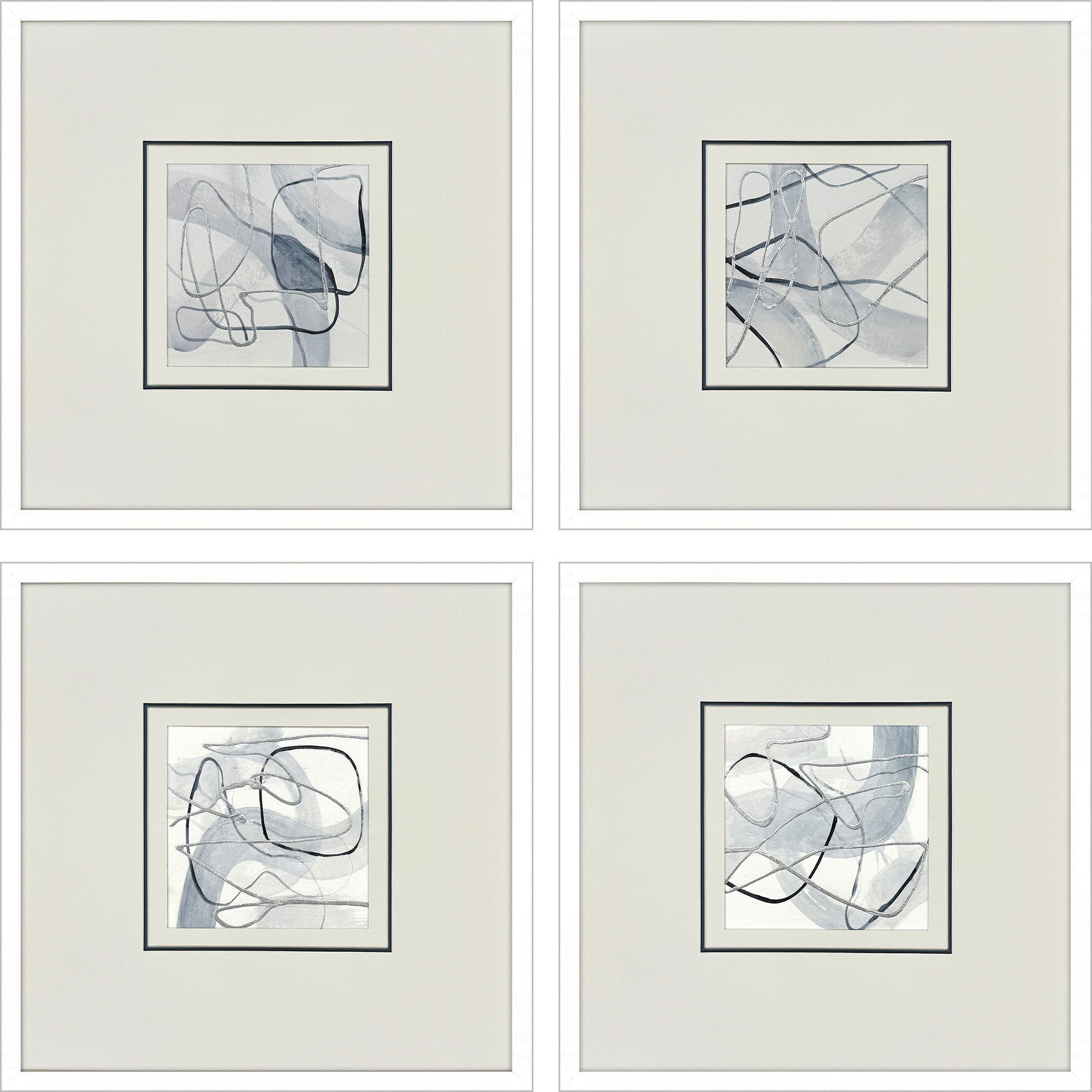 Pathways Blue and White and Metallic Framed Art, The Studio