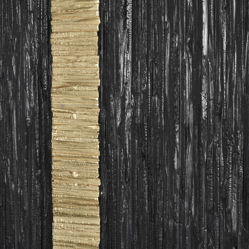Stripe Wood Black with Gold Dimensional Wall Art