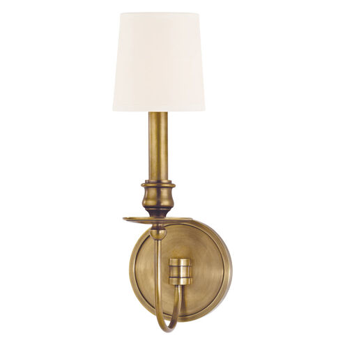 Cohasset 1 Light 5 inch Aged Brass Wall Sconce Wall Light in White Faux Silk 