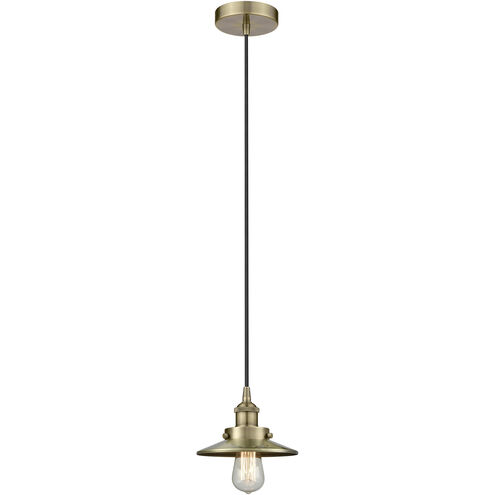 Railroad 1 Light 8 inch Antique Brass Mini Pendant Ceiling Light