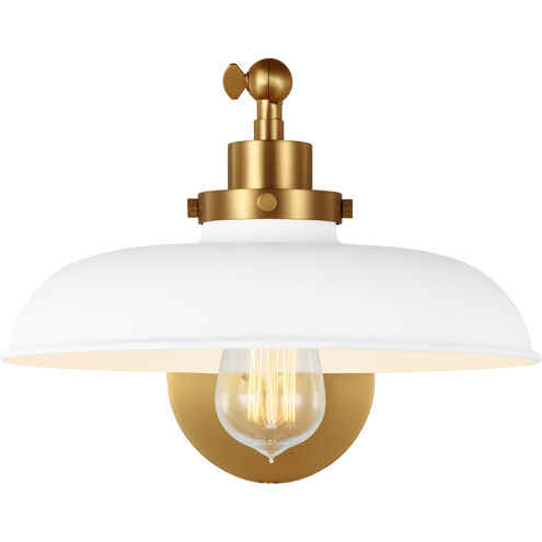 C&M by Chapman & Myers Wellfleet 17.75 inch 75 watt Matte White and Burnished Brass Task Sconce Wall Light in Matte White / Burnished Brass