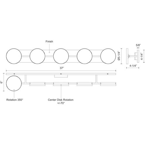 Novel LED 37 inch Black Bath Vanity Light Wall Light