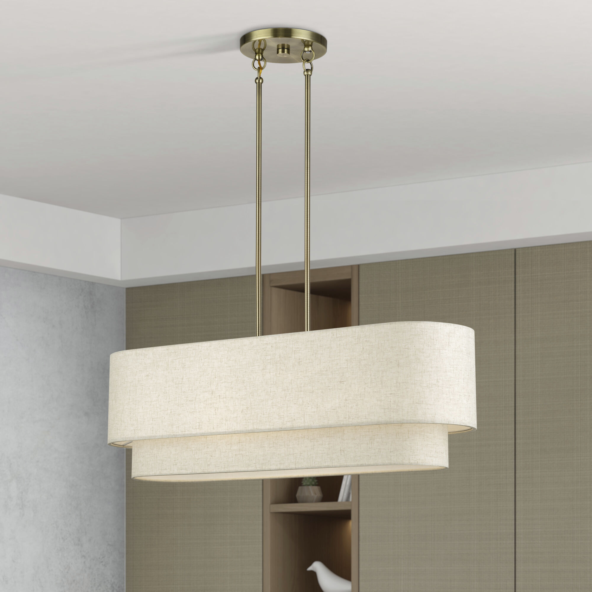 Manorwood 4 Light 36 inch Antique Brass Linear Chandelier Ceiling Light, Large