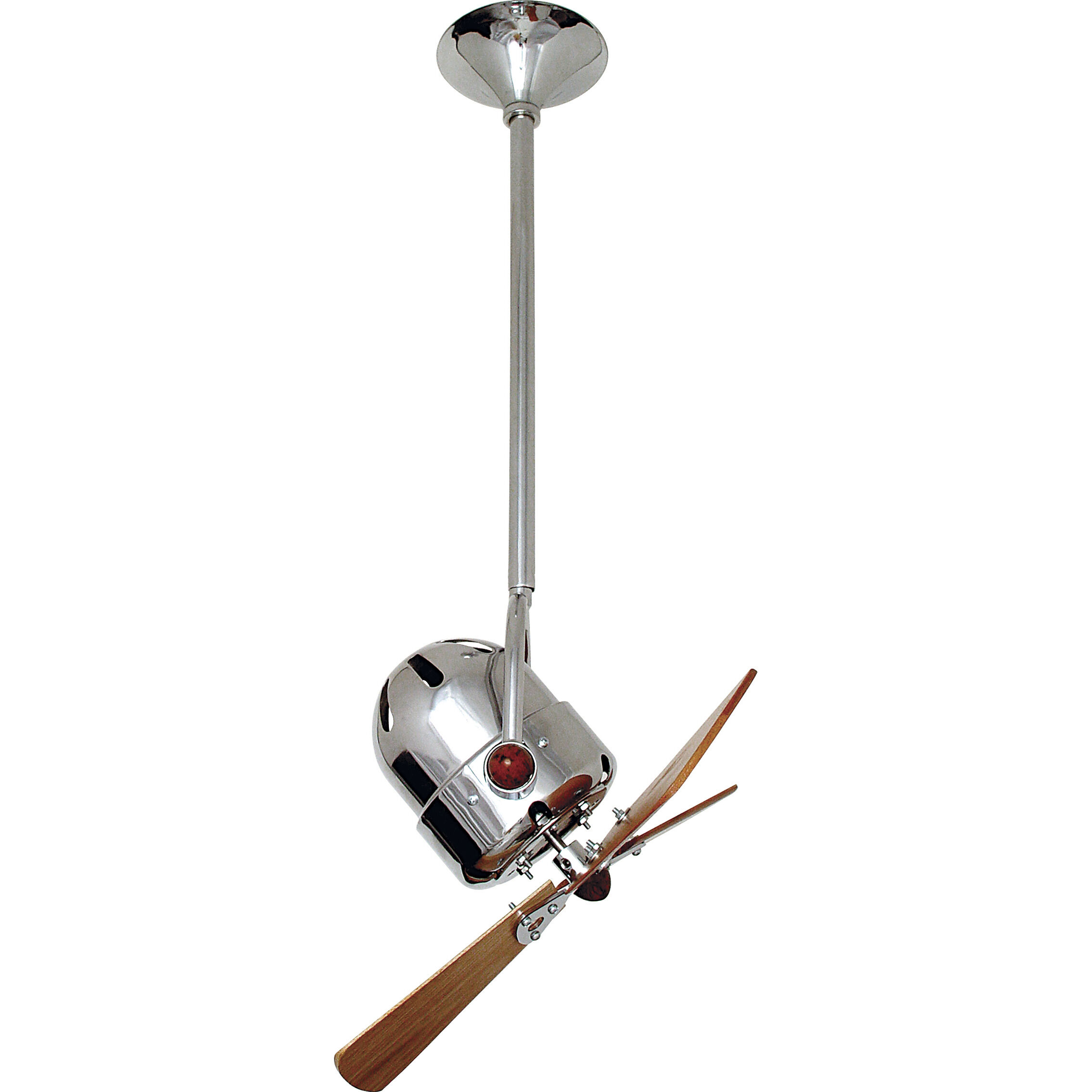 Matthews-Gerbar Bianca Direcional 16 inch Polished Chrome with Solid Mahogany Wood Blades Directional Ceiling Fan, Matthews-Gerbar