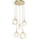Gem LED 22 inch Gilded Brass Chandelier Ceiling Light in 3000K LED, Amber, Round Multi-Port