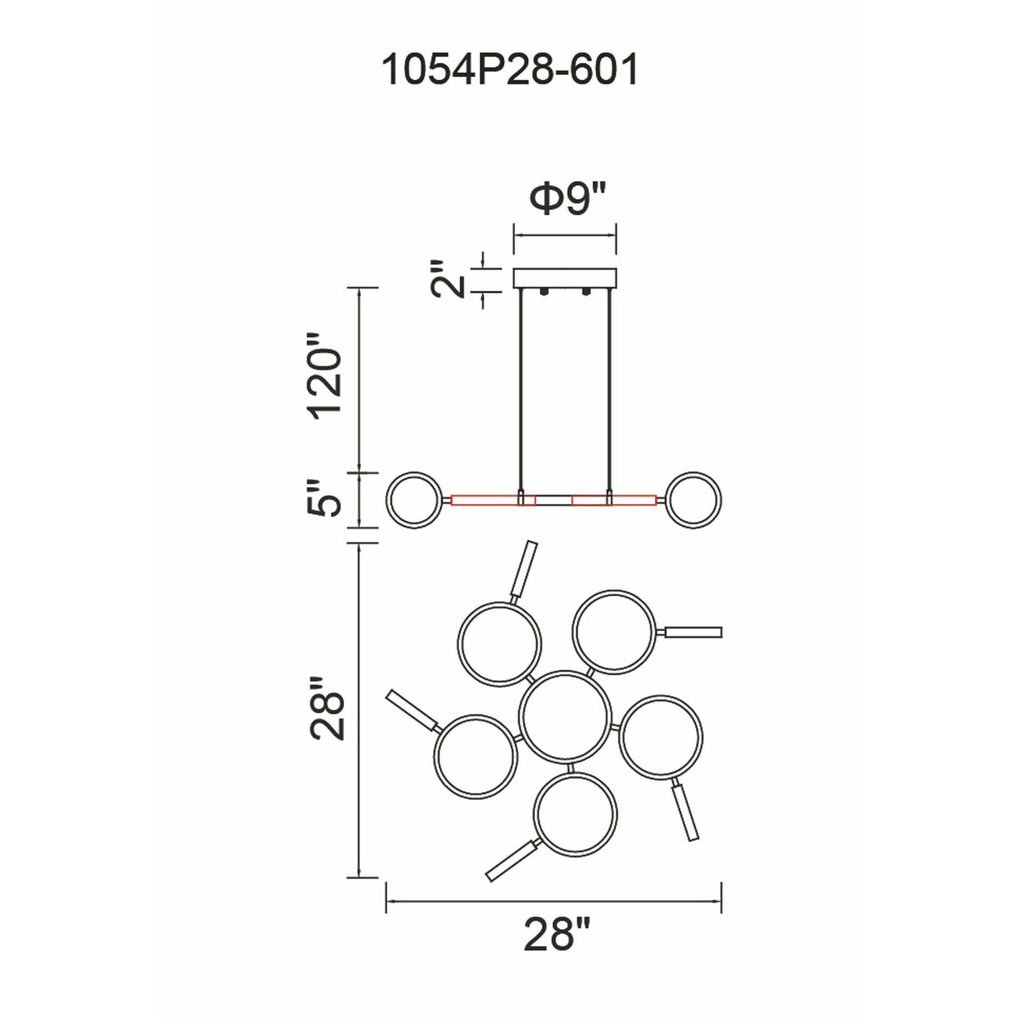 Colette LED 28 inch Chrome Chandelier Ceiling Light
