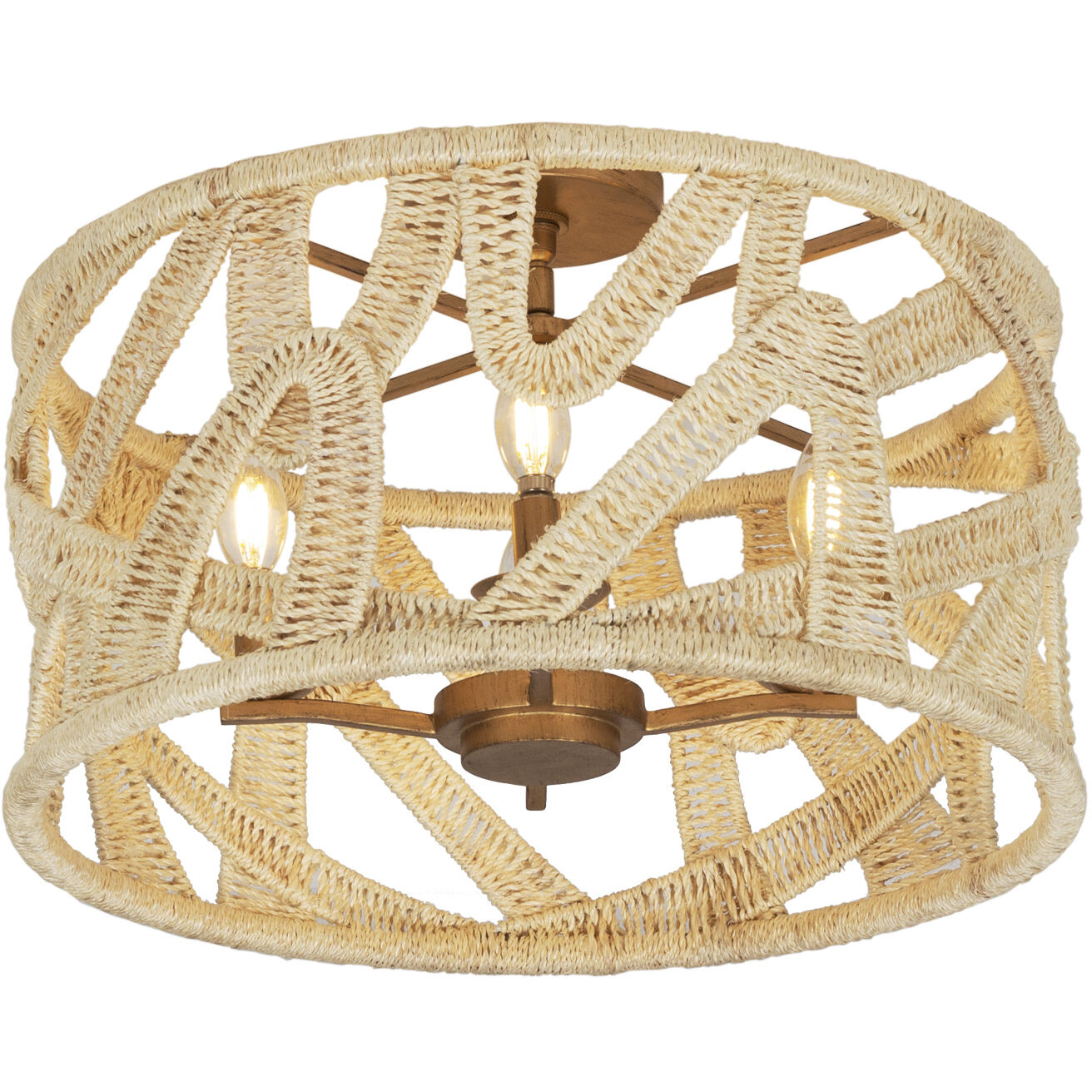 Soga 4 Light 20 inch Modern Gold and White Semi Flush Mount Ceiling Light