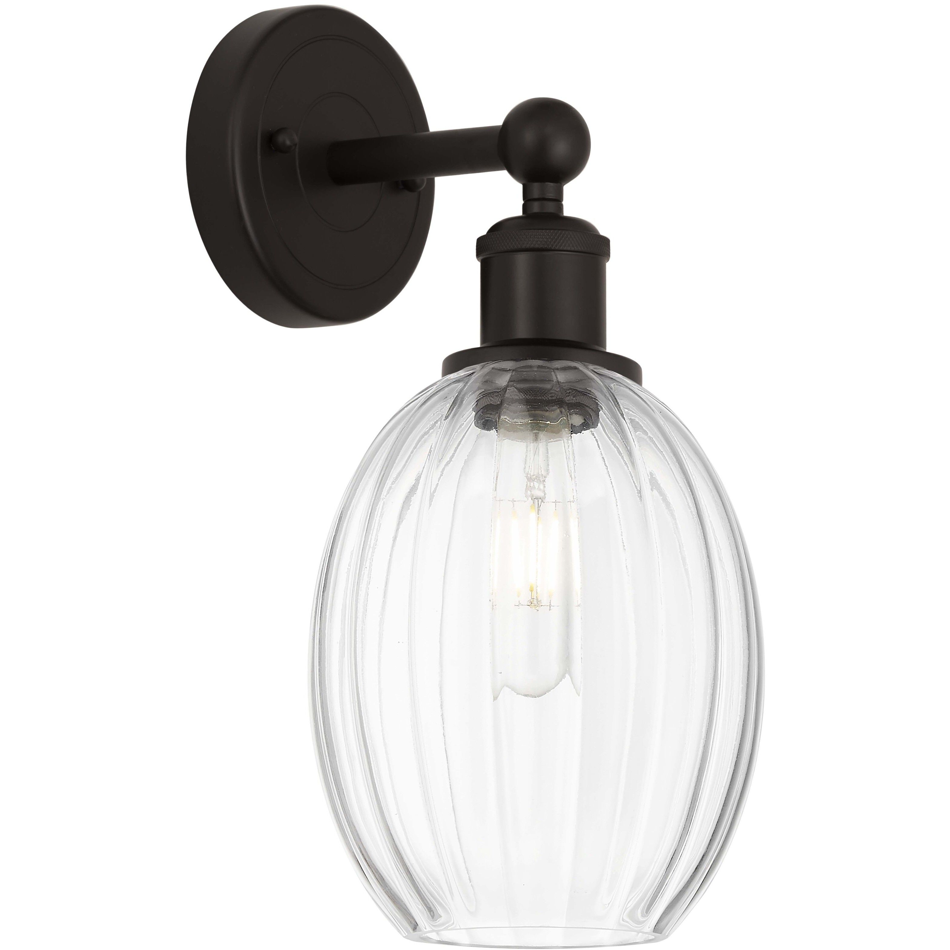 Edison Preston Armed Sconce Wall Light in Oil Rubbed Bronze, Clear