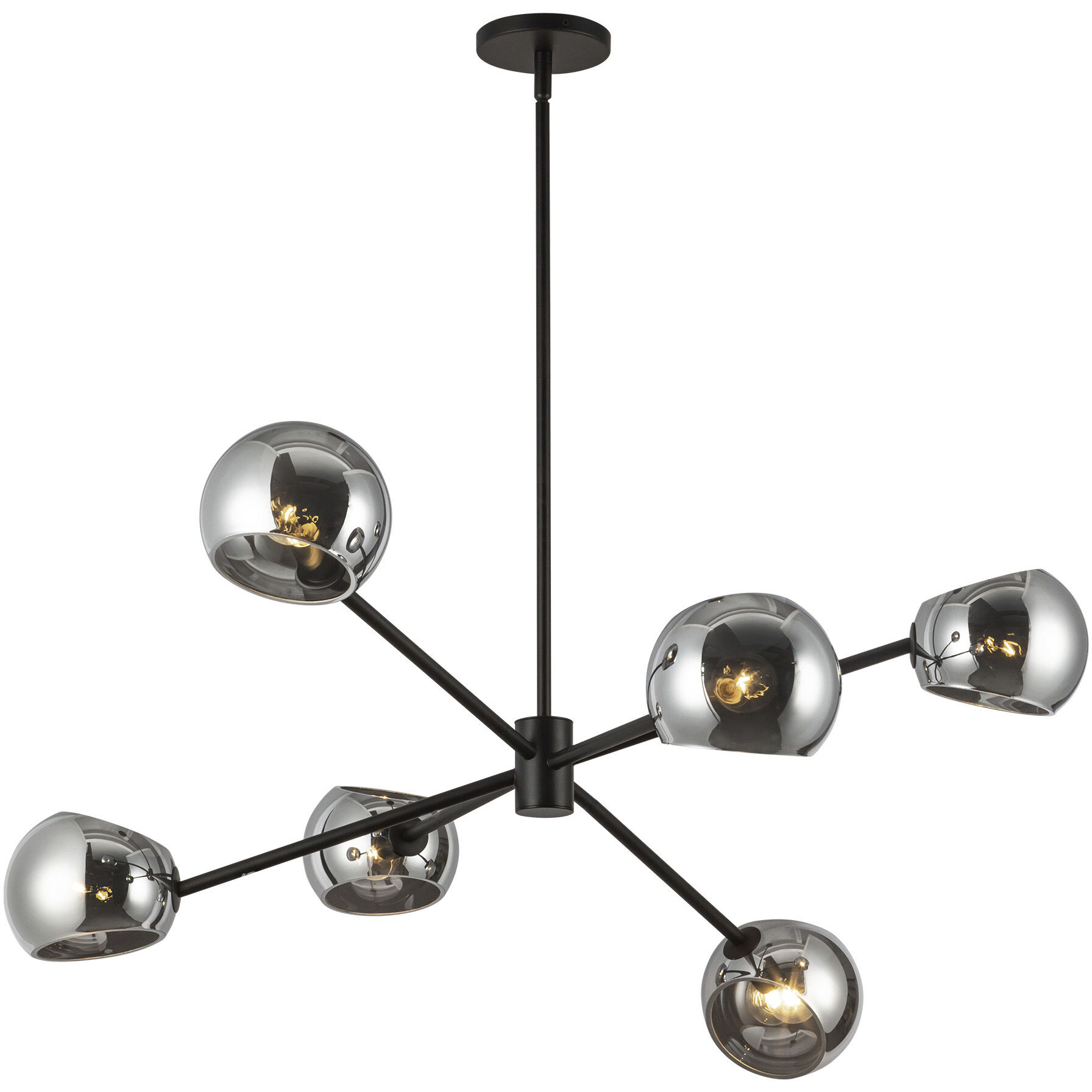 Alora Mood Willow 6 Light 37 inch Matte Black/Smoked Solid Glass Chandelier Ceiling Light in Smoked Glass