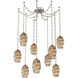 Ellisse 9 Light 15.5 inch Beige Silver Swag Multi-Pendant Ceiling Light in Optic Rib Bronze, Diamond Chain
