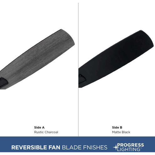 Freestone 52 inch Matte Black with Matte Black/Rustic Charcoal Blades Ceiling Fan