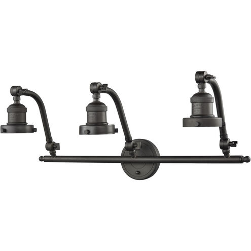 Franklin Restoration Bare Bulb 3 Light 26 inch Oil Rubbed Bronze Bath Vanity Light Wall Light, Franklin Restoration