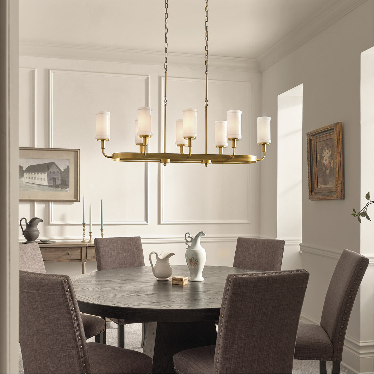 Homestead Vetivene 8 Light 17.5 inch Natural Brass Chandelier Linear Ceiling Light