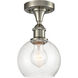 Ballston Athens LED 6 inch Brushed Satin Nickel Semi-Flush Mount Ceiling Light in Seedy Glass