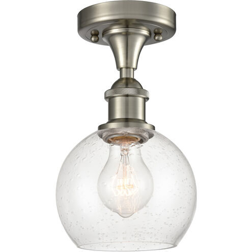 Ballston Athens 1 Light 6 inch Brushed Satin Nickel Semi-Flush Mount Ceiling Light in Seedy Glass