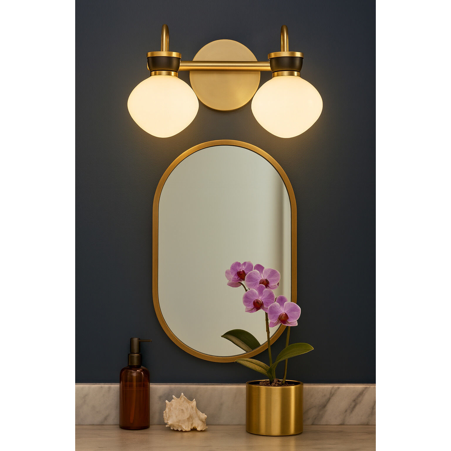 Lucy 2 Light 15.5 inch Lacquered Brass with Black Bath Light Wall Light