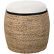 Island 19 inch Natural Braided Straw and Light Beige Accent Stool