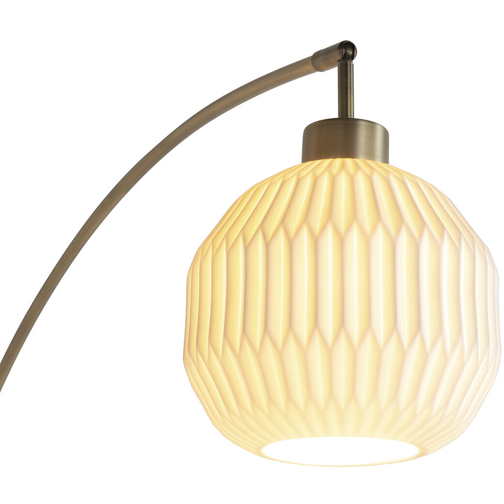 Moraga 85 inch 60.00 watt Walnut and Weathered Brass with Black Arc Floor Lamp Portable Light