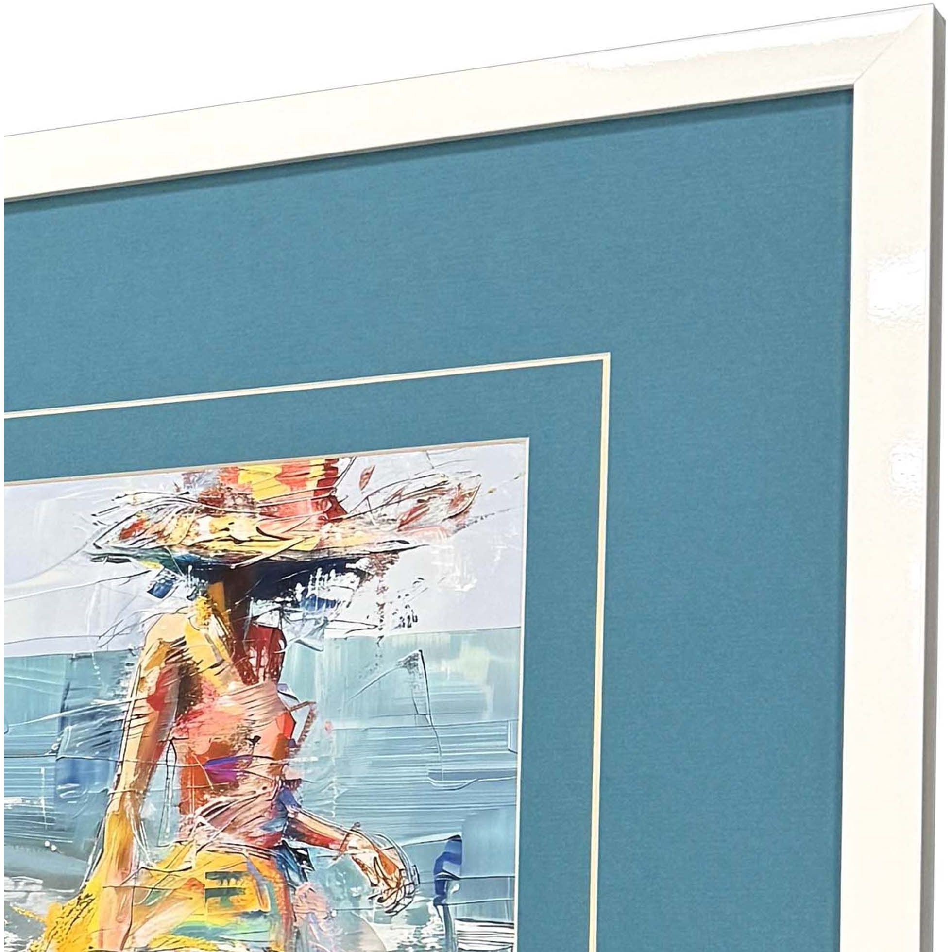 Beach Breeze Turquoise and Pink and Teal and Yellow Framed Art