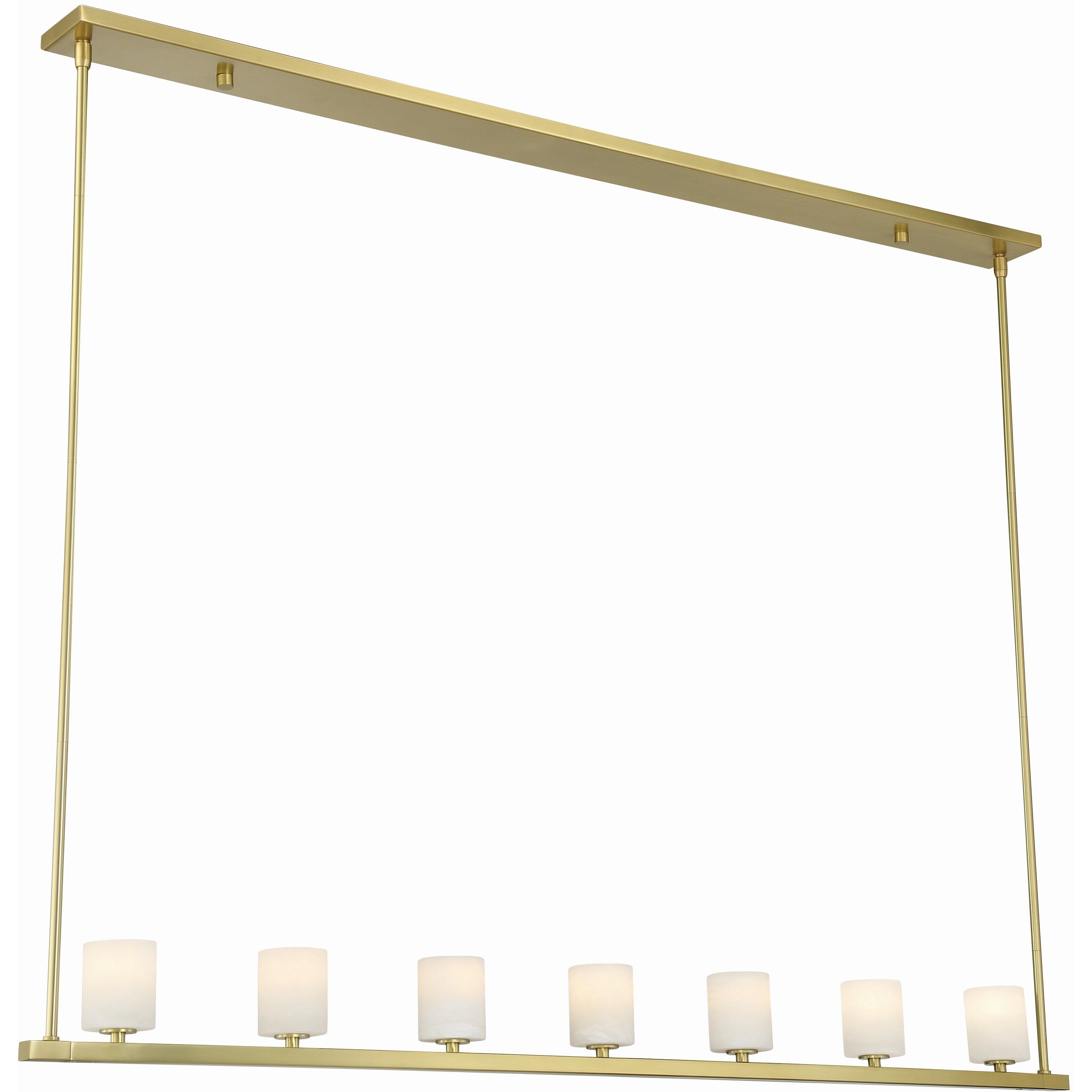 Aragon 7 Light 56 inch Soft Brass Linear Chandelier Ceiling Light