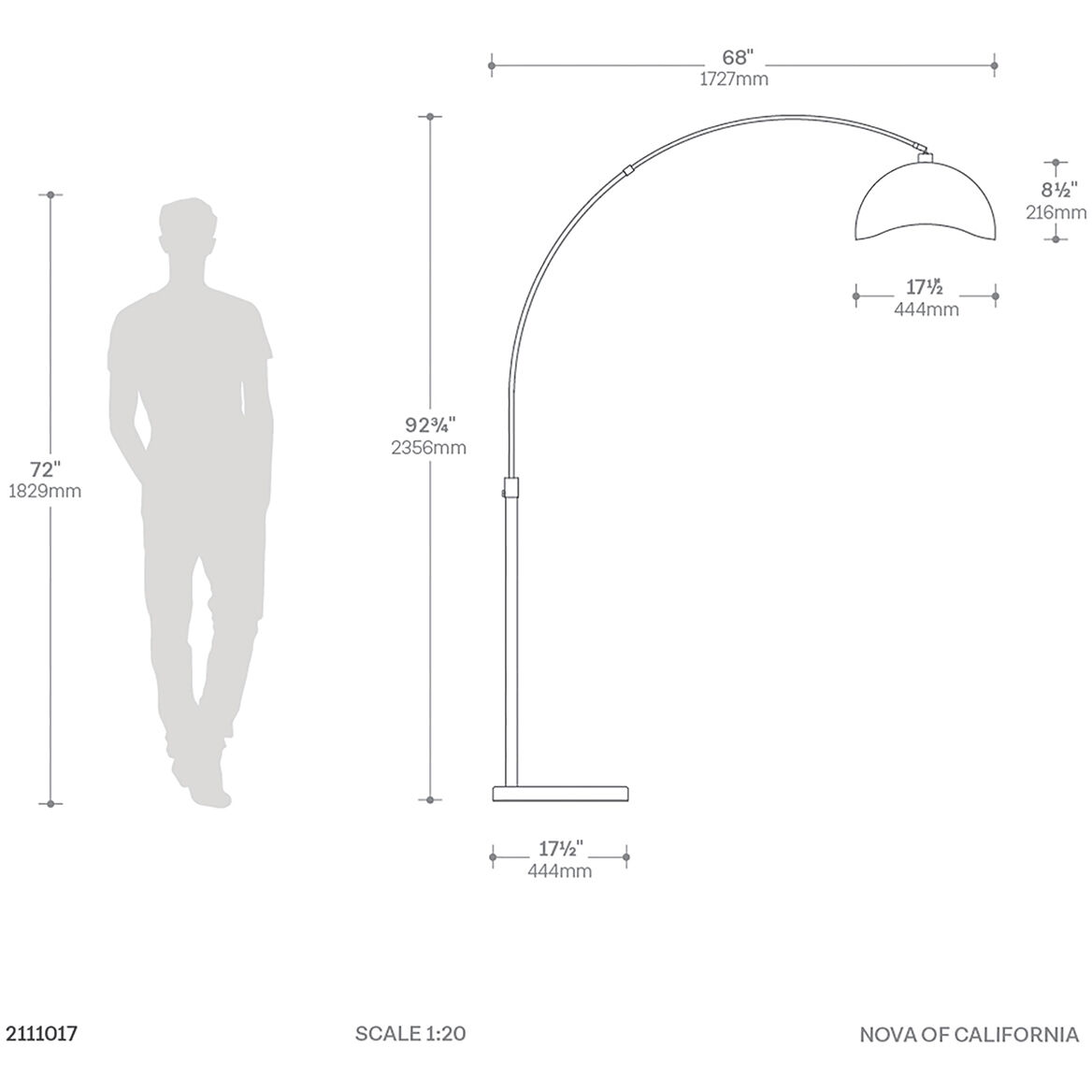 Luna Bella 92 inch 100.00 watt Weathered Brass and Black Arc Floor Lamp Portable Light