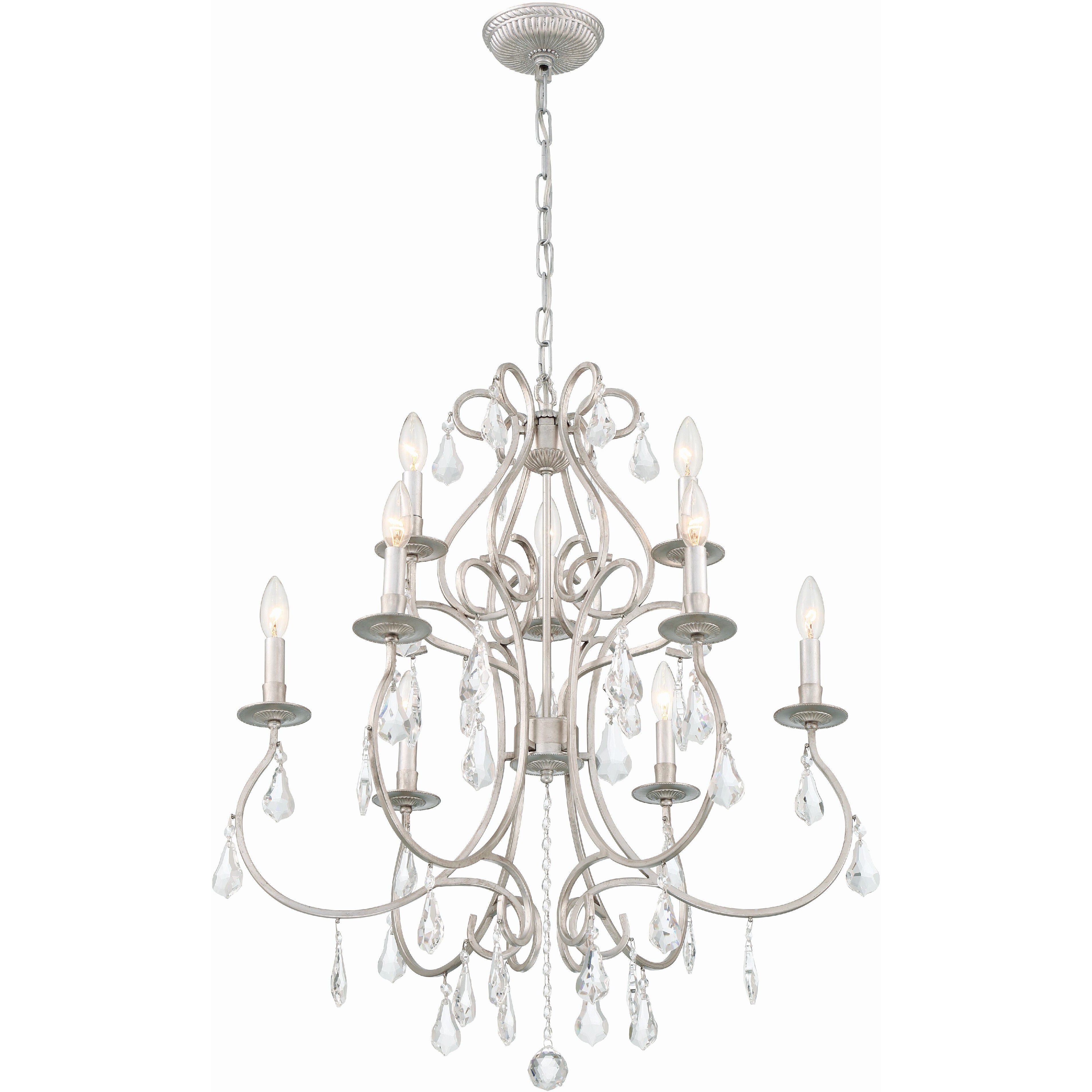 Ashton 9 Light 25.5 inch Olde Silver Chandelier Ceiling Light in Clear Hand Cut