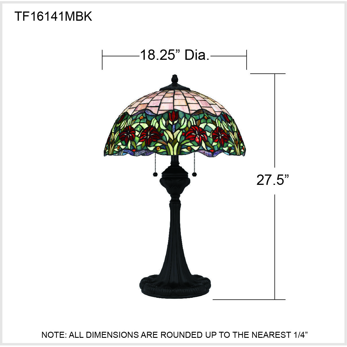 Venice 27.5 inch 100.00 watt Matte Black Table Lamp Portable Light, Tiffany