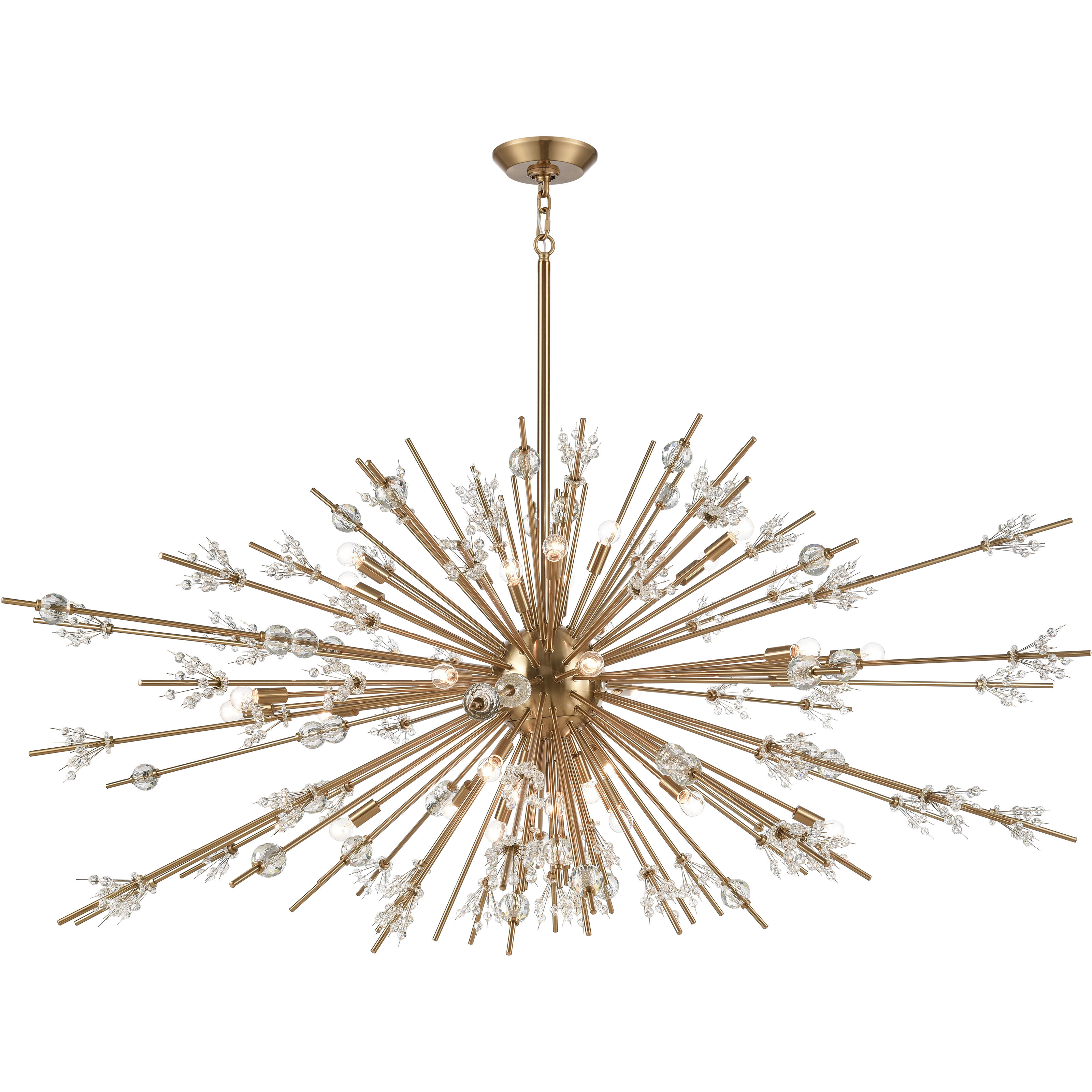 Starburst 31 Light 72 inch Satin Brass Chandelier Ceiling Light