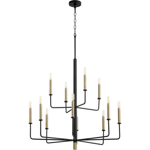 Apollo 12 Light 33 inch Noir/Aged Brass Chandelier Ceiling Light