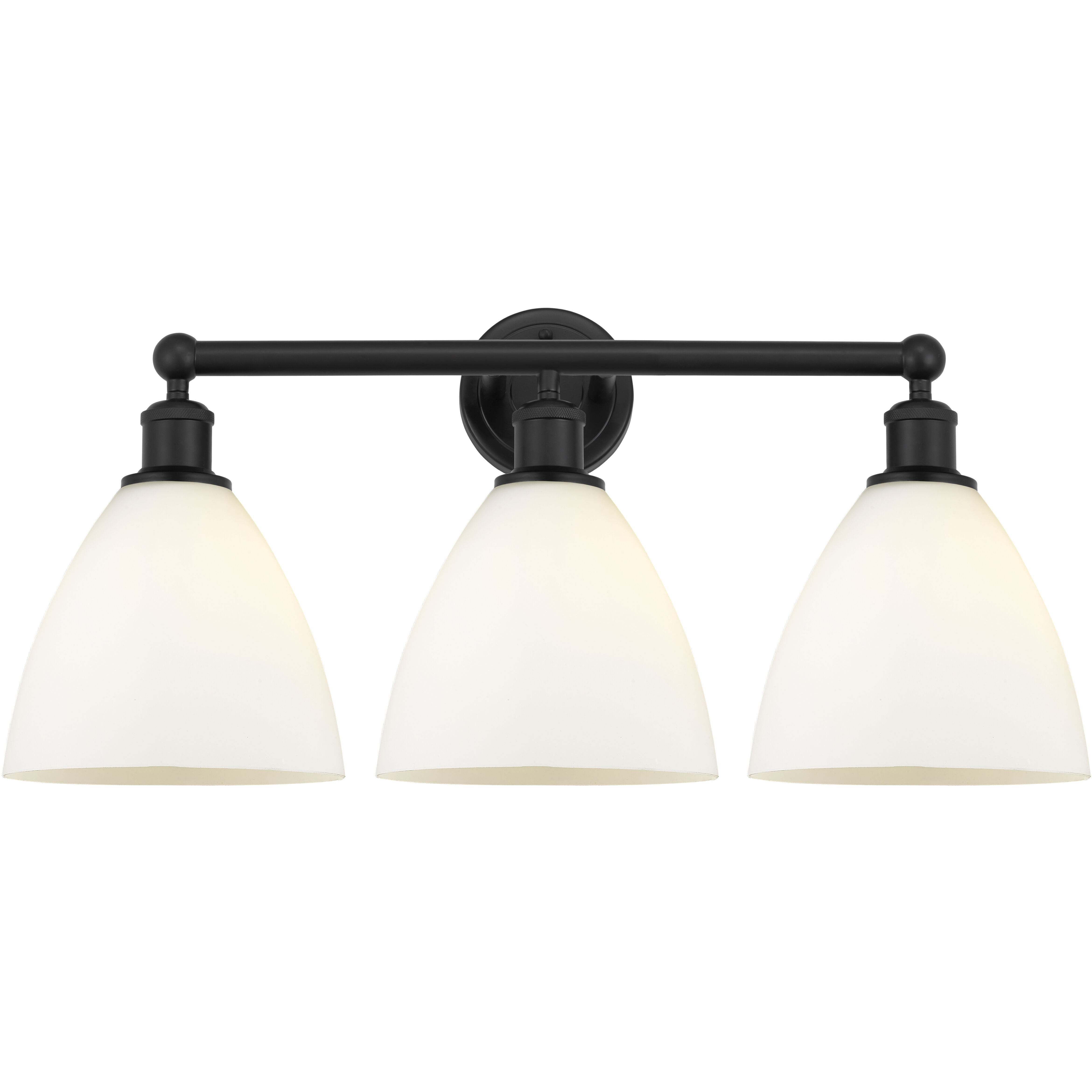 Edison Bristol Glass 3 Light 26 inch Matte Black Bath Vanity Light Wall Light in Matte White Glass