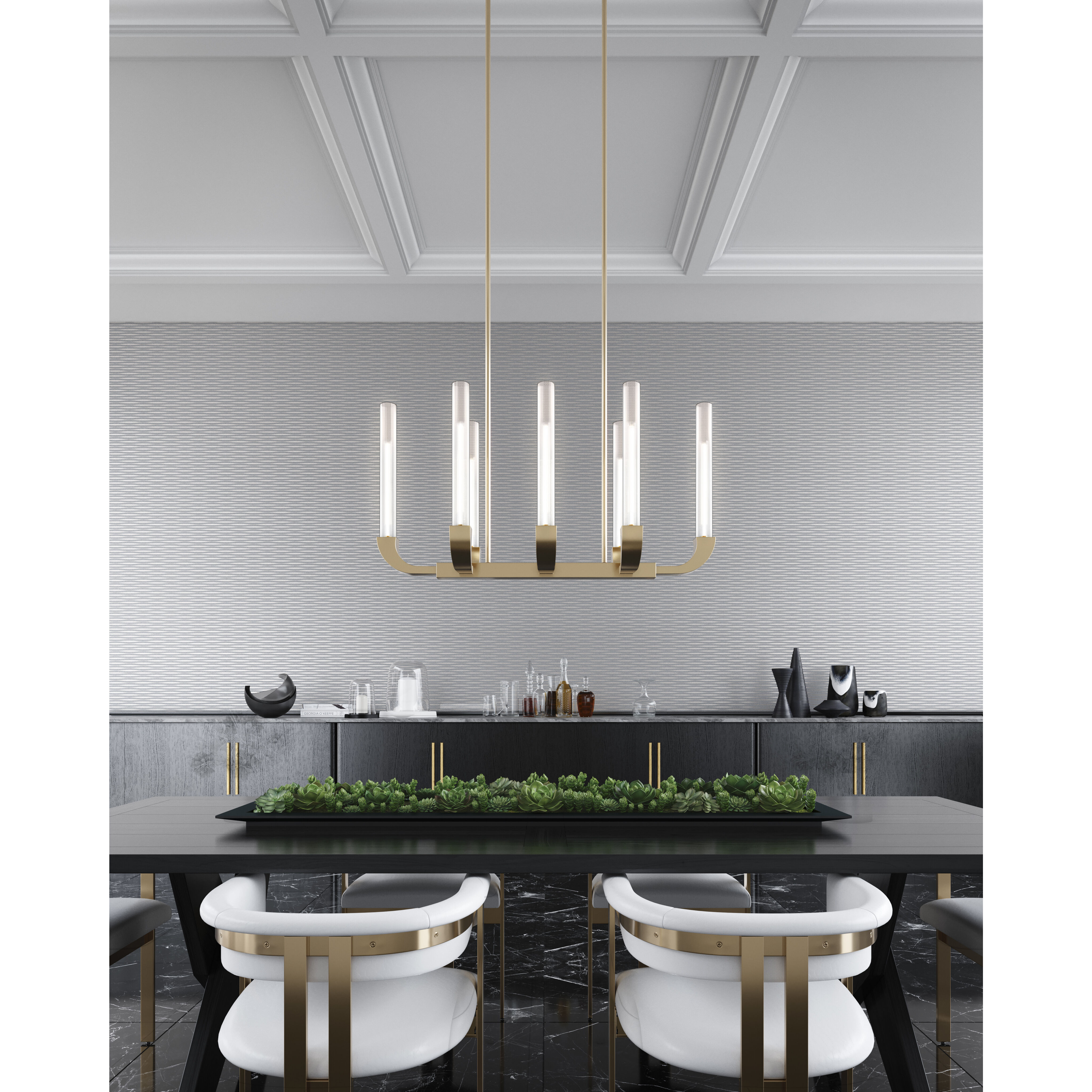 Flute 8 Light 14 inch Vintage Brass Pendant Ceiling Light