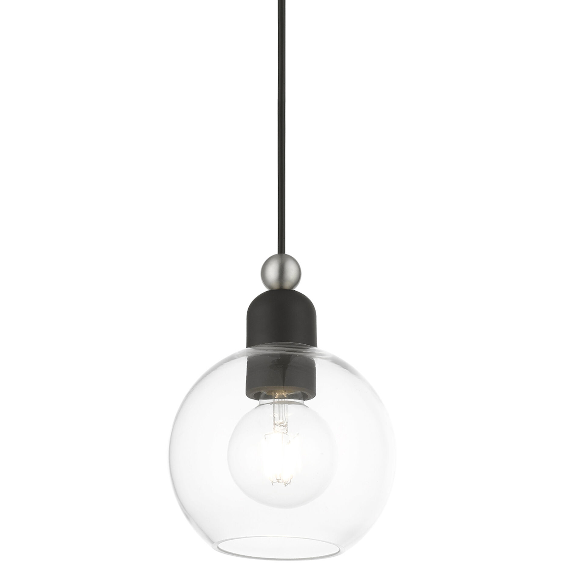 Downtown 1 Light 6.5 inch Black with Brushed Nickel Accents Mini Pendant Ceiling Light, Sphere